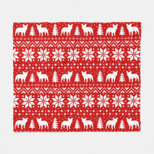 French Bulldogs Christmas Sweater Style Pattern Fleece Blanket