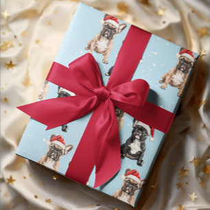 French Bulldogs Christmas Watercolor Wrapping Paper