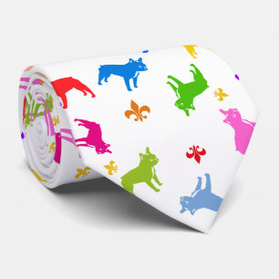 French Bulldogs colorfull Tie