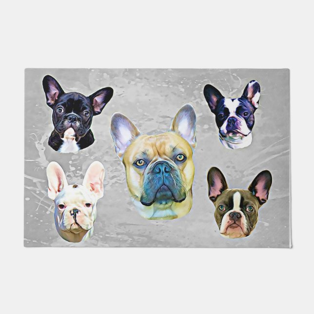 French Bulldogs Digital Portraits Doormat (Front)