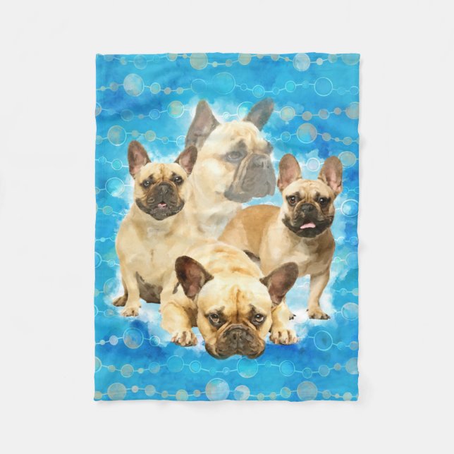 French Bulldogs - Frenchie collage Fleece Blanket (Front)