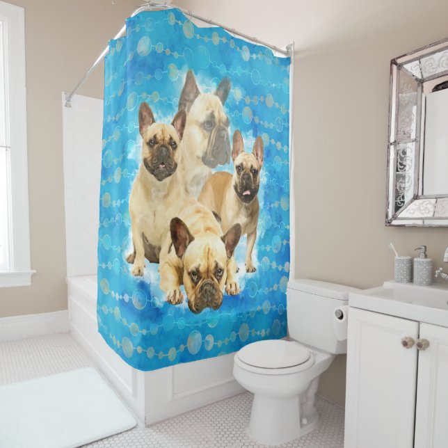 French Bulldogs - Frenchie collage Shower Curtain (In Situ)