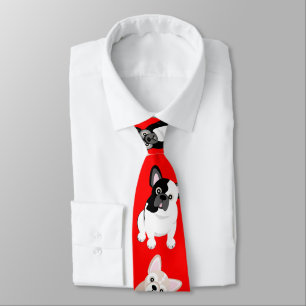 French Bulldogs Frenchies Christmas Red Tie