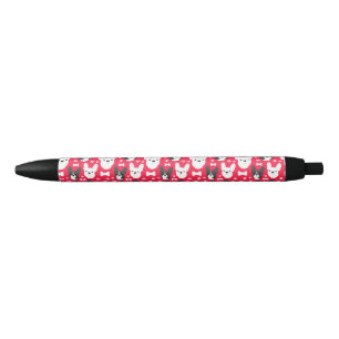 French Bulldogs FRENCHIES Red Pattern   Black Ink Pen