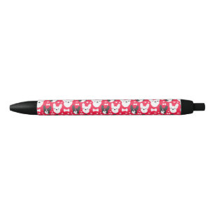 French Bulldogs FRENCHIES Red Pattern   Black Ink Pen