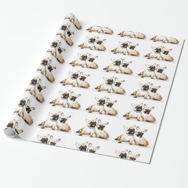 French Bulldogs gift wrapping paper (Unrolled)