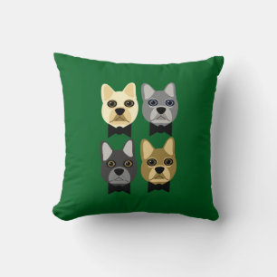 French Bulldogs Green Cushion