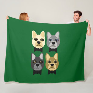 French Bulldogs Green Fleece Blanket