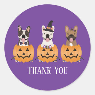 French Bulldogs Halloween Thank You Classic Round Sticker