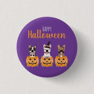 French Bulldogs Happy Halloween 3 Cm Round Badge
