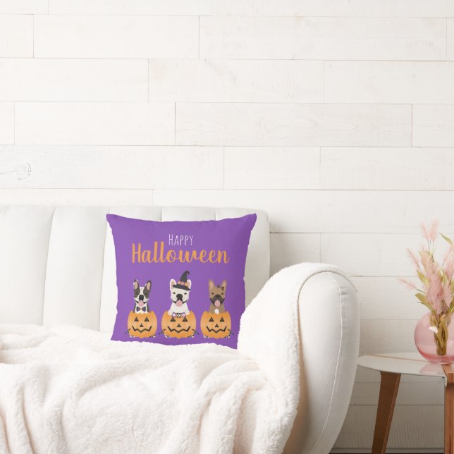 French Bulldogs Happy Halloween Cushion (Couch)
