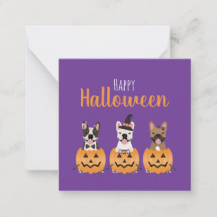 French Bulldogs Happy Halloween Sign Card