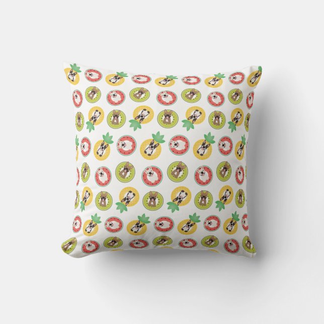 French Bulldogs In Fruit Pool Floats Pattern Cushion (Front)