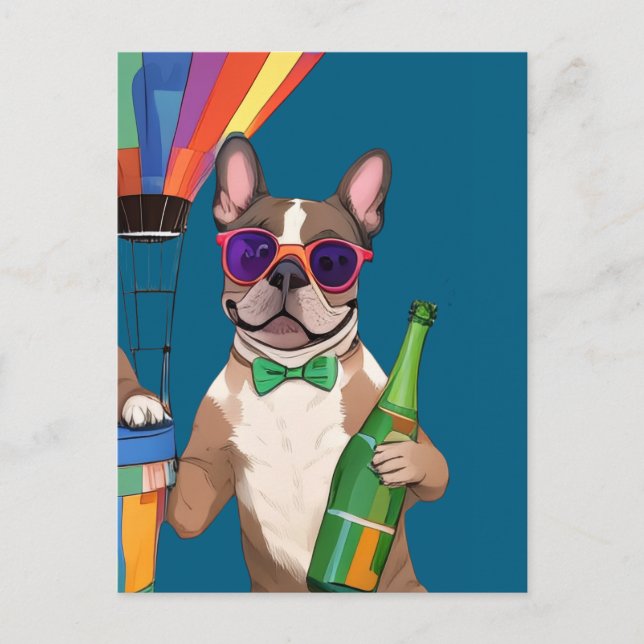 French Bulldogs New Year French Bulldog Postcard (Front)