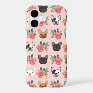 French Bulldogs Pink Floral