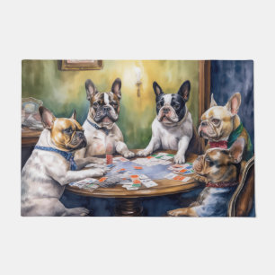 French Bulldogs Playing Poker Painting Doormat