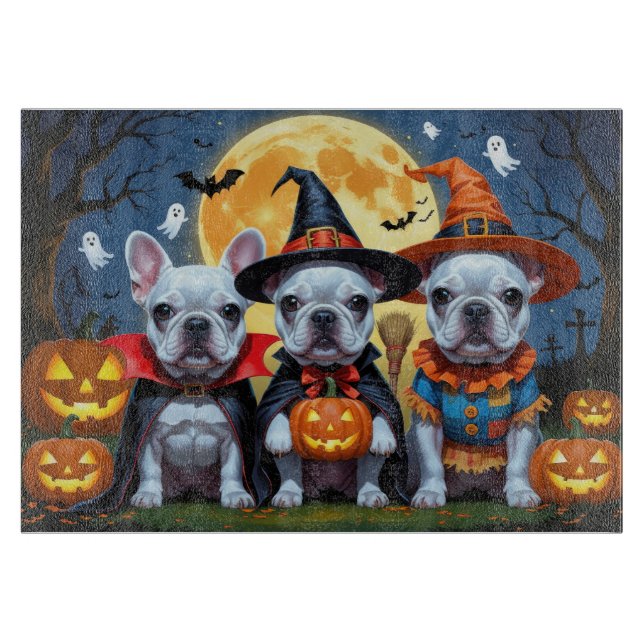 French Bulldogs Pumpkin Halloween Funny  Cutting Board (Front)