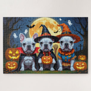 French Bulldogs Pumpkin Halloween Funny Jigsaw Puzzle