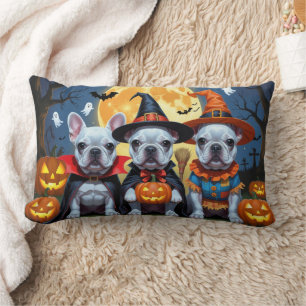 French Bulldogs Pumpkin Halloween Funny  Lumbar Cushion