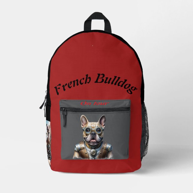 French Bulldogs robot  Printed Backpack (Front)