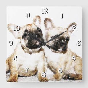 French Bulldogs Square Wall Clock
