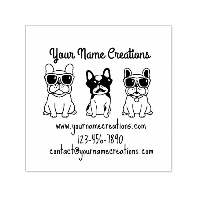 French Bulldogs Sunglasses Self-inking Stamp (Design)