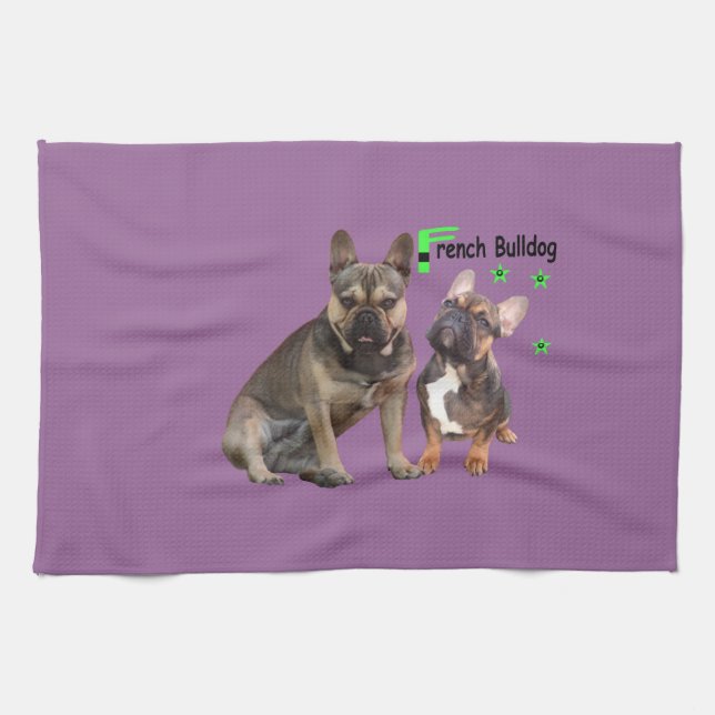 French Bulldogs Tea Towel (Horizontal)