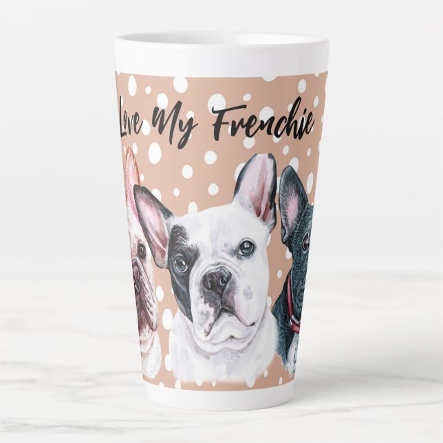 French Bulldogs watercolor Latte Mug (Front)