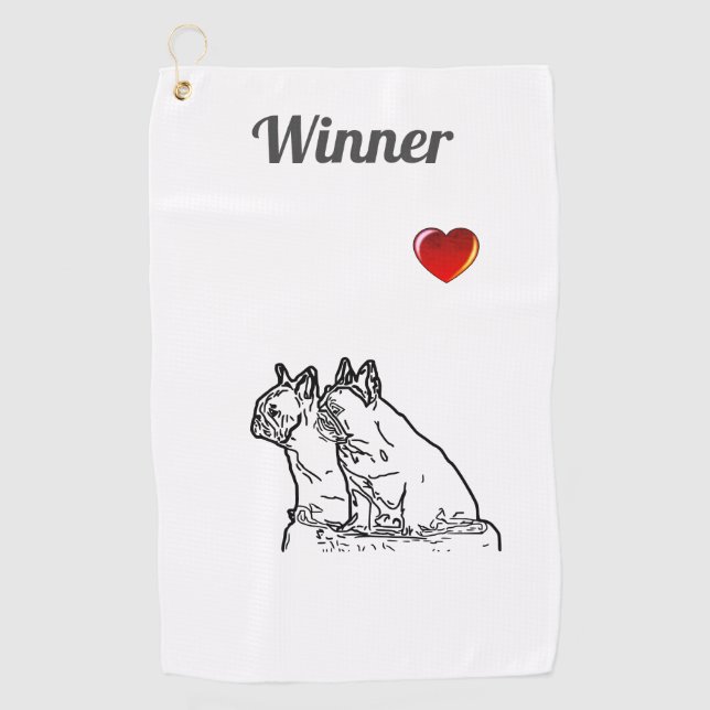 French Bulldogs with Heart French Bulldog Golf Towel (Front)
