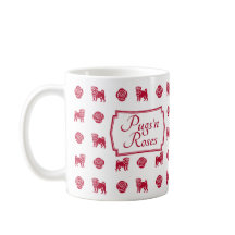 French Bulldogs with Red Roses and Hearts