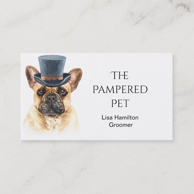 French Bullog Pet Groomer/Vet/Sitters Business Card (Front)