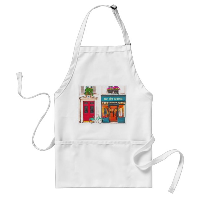French Cafe Aux Fleurs Standard Apron (Front)