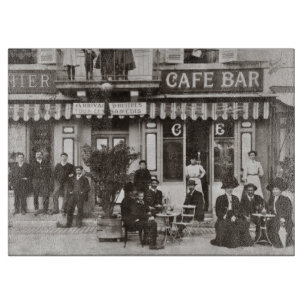 French cafe bar street scene cutting board