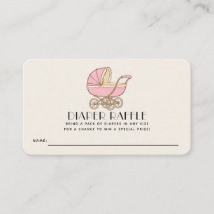 French Cafe Bébé Girl Baby Shower Diaper Raffle Enclosure Card