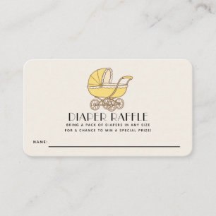 French Cafe Bébé Yellow  Baby Shower Diaper Raffle Enclosure Card