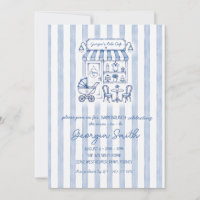 French Café Blue Paris Bistro Boy Baby Shower