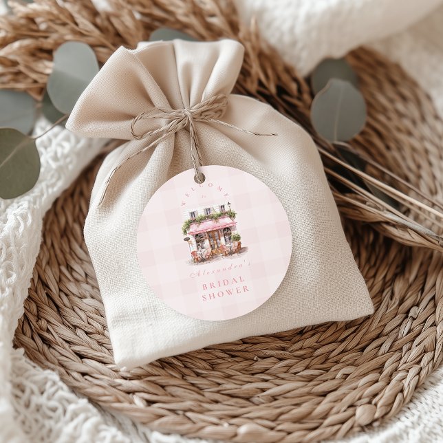French Cafe Bridal Shower Classic Round Sticker (Creator Uploaded)