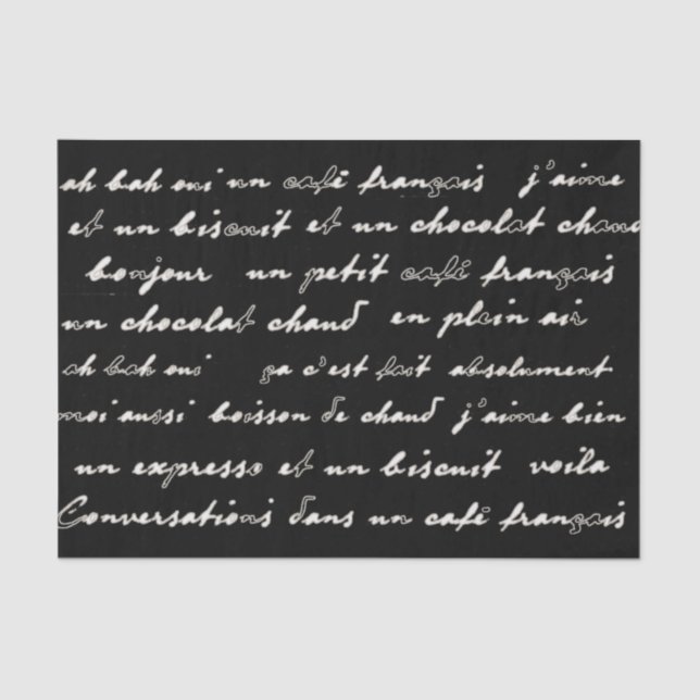 French Café Conversations White Words and Phrases Tissue Paper (Front)