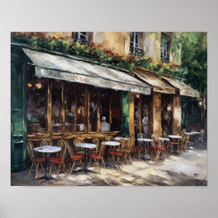 French Cafe Painting Landscape Art Print Poster