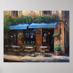 French Cafe Painting Landscape Art Print Poster