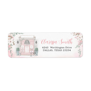 French Cafe Patisserie Girl Pink Birthday Address