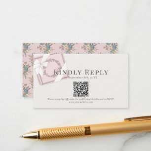 French Cafe Pink Gift Box QR code RSVP Enclosure Card