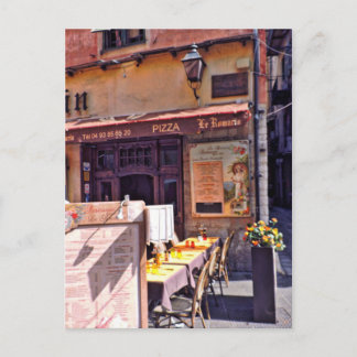 French cafe scene postcard