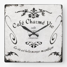 French Cafe Sign Clock