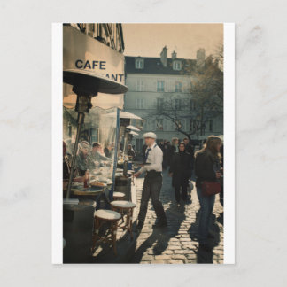 french cafe waiter postcard