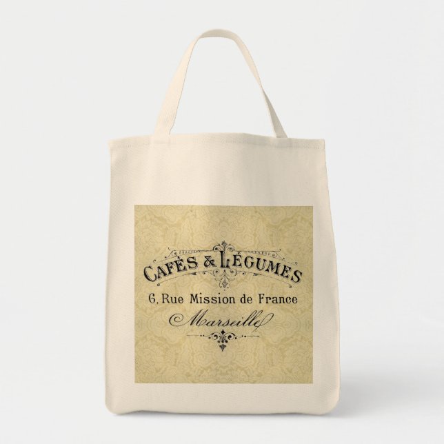 French Cafes & Legumes Grocery Tote Bag (Front)
