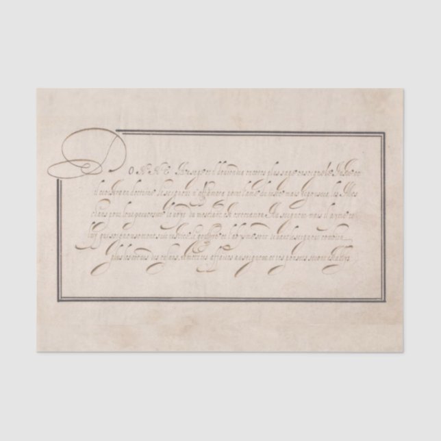 French Calligraphy Handwriting Script Parchment Tissue Paper (Front)