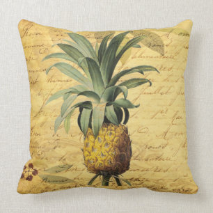 French Calligraphy Pineapple Rustic Elegant Cushion