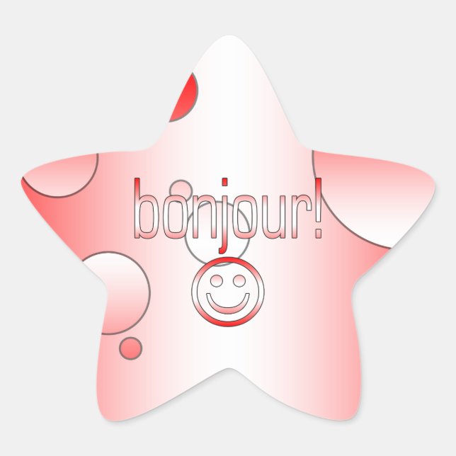 French Canadian Gifts Hello Bonjour Face Star Sticker (Front)