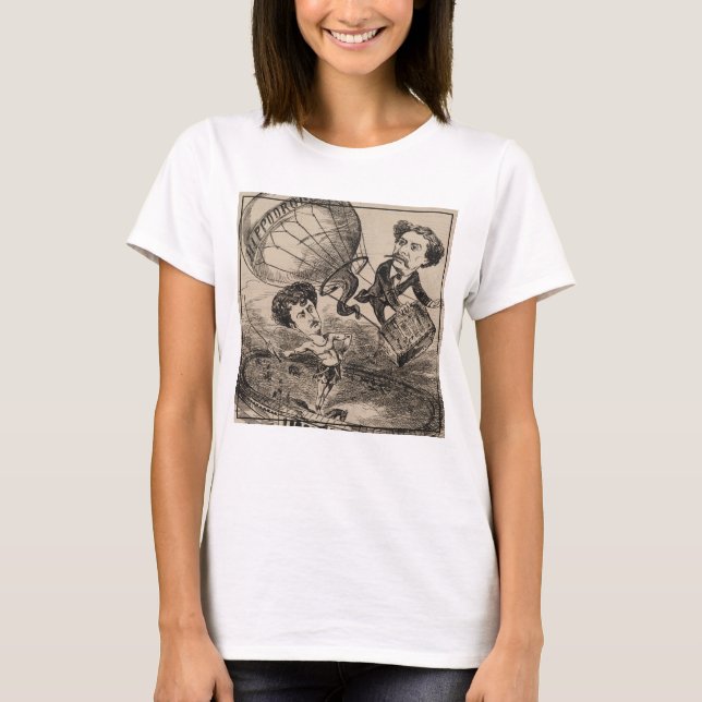 French Caricature Of Balloonist In Hot Air Balloon T-Shirt (Front)